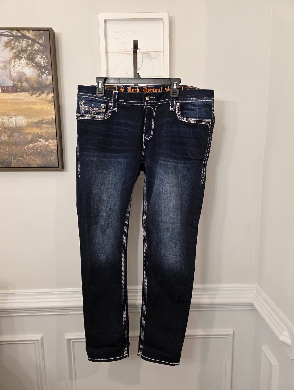 Rock Revival Axteen Dark Wash Skinny Jean Size 34